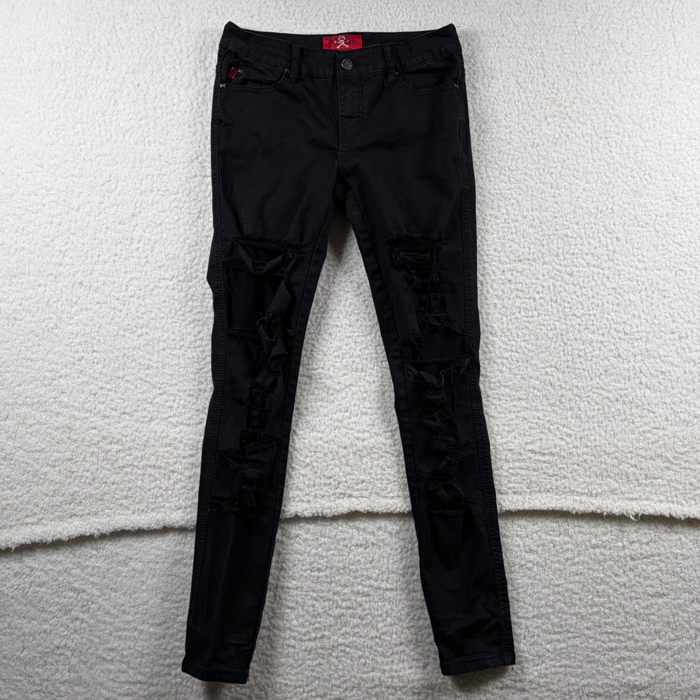 Royal Bones Daang Goodman Black Shredded Skinny Jeans Womens 7 Grunge Goth Punk